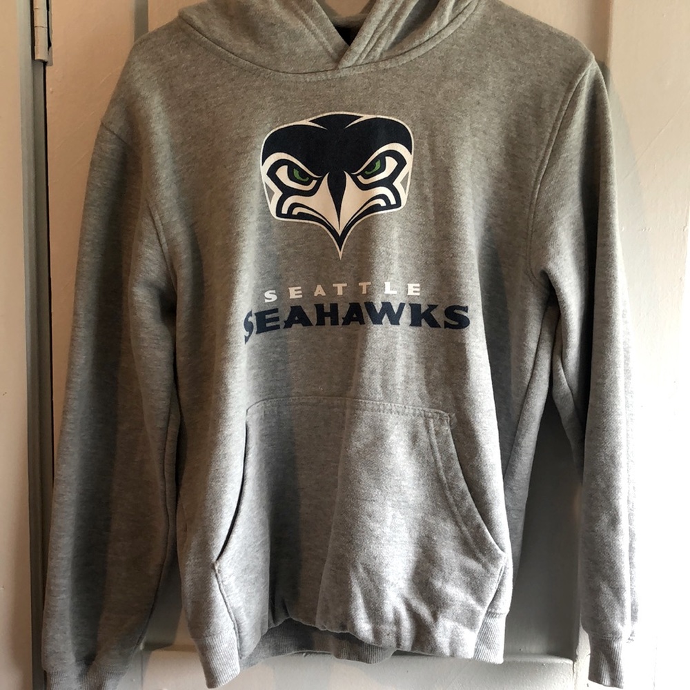 seattle seahawks hoodie, grey, womens large